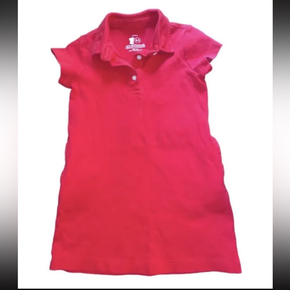 Primary Kids Clothing Red Polo Dress Short Sleeve Collared 4-5 Girls Basic